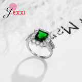 Green Cubic Zirconia Rings 925 Silver