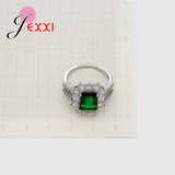 Green Cubic Zirconia Rings 925 Silver