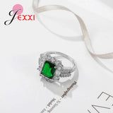 Green Cubic Zirconia Rings 925 Silver