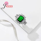 Green Cubic Zirconia Rings 925 Silver