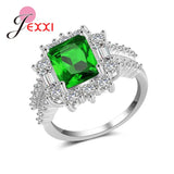 Green Cubic Zirconia Rings 925 Silver