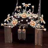 Chinese Wedding Bride Crown Pearl Tiara Headband Wedding Headpiece