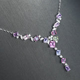 Lavender Purple Zircon Choker Necklace 925 Stamp Multicolor Zircon