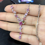 Lavender Purple Zircon Choker Necklace 925 Stamp Multicolor Zircon