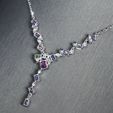 Lavender Purple Zircon Choker Necklace 925 Stamp Multicolor Zircon