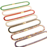 Colorful Bling CZ Choker Necklace Crystal Stone Chain