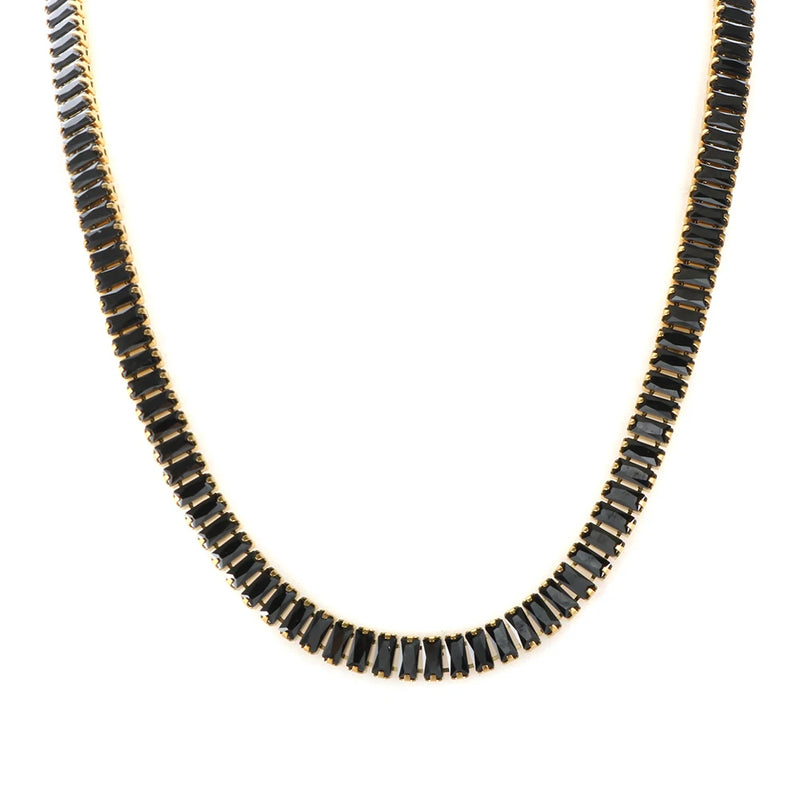 Colorful Bling CZ Choker Necklace Crystal Stone Chain