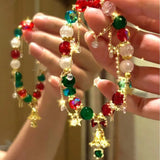 Christmas Beaded Bracelet Xmas Pearl Bell Tree Snowflake Star