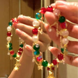 Christmas Beaded Bracelet Xmas Pearl Bell Tree Snowflake Star