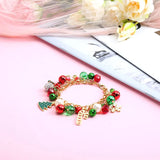 Christmas Beaded Bracelet Xmas Pearl Bell Tree Snowflake Star
