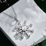 925 Sterling Silver Zircon Pearl Snowflake Necklace