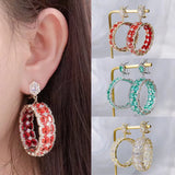 Circle Big Hoop Earrings Micro-inlay CZ Women Party Wedding Bride Drop Earing