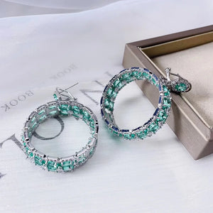 Circle Big Hoop Earrings Micro-inlay CZ Women Party Wedding Bride Drop Earing