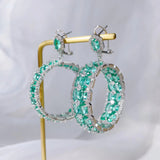Circle Big Hoop Earrings Micro-inlay CZ Women Party Wedding Bride Drop Earing