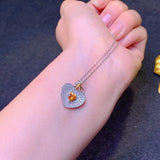 Citrine Pendant Yellow 925 Silver Diamond Necklace