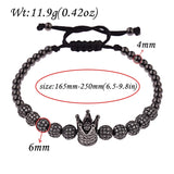 Beads King Crown Men Bracelet Stainless Steel CZ Ball Bracelet