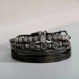 Beads King Crown Men Bracelet Stainless Steel CZ Ball Bracelet