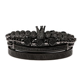 Beads King Crown Men Bracelet Stainless Steel CZ Ball Bracelet