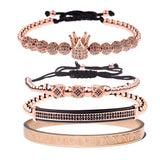 Beads King Crown Men Bracelet Stainless Steel CZ Ball Bracelet