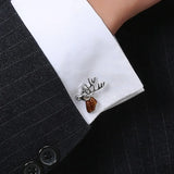 Christmas Deer Head Copper Cufflinks French Cuff Links