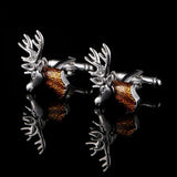 Christmas Deer Head Copper Cufflinks French Cuff Links