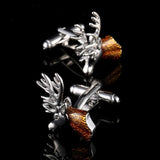 Christmas Deer Head Copper Cufflinks French Cuff Links