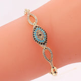 Evil Eye Charm Bracelet 18k Plated CZ Bangle Jewelry Gift