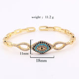 Evil Eye Charm Bracelet 18k Plated CZ Bangle Jewelry Gift