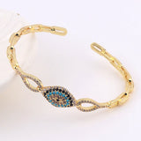Evil Eye Charm Bracelet 18k Plated CZ Bangle Jewelry Gift
