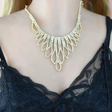 Female Engagement Crystal Necklace Set Wedding Bridal Jewelry