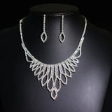 Female Engagement Crystal Necklace Set Wedding Bridal Jewelry