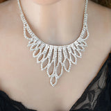 Female Engagement Crystal Necklace Set Wedding Bridal Jewelry