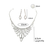 Female Engagement Crystal Necklace Set Wedding Bridal Jewelry