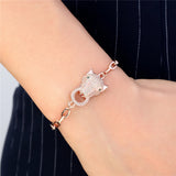 Leopard Head Zircon Bracelet Stainless Steel Hip Hop Chain Bracelet