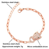 Leopard Head Zircon Bracelet Stainless Steel Hip Hop Chain Bracelet