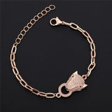 Leopard Head Zircon Bracelet Stainless Steel Hip Hop Chain Bracelet