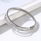 Clay CZ Crystal Stainless Steel Bracelet Bangle For Women Girls