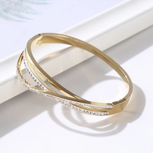 Clay CZ Crystal Stainless Steel Bracelet Bangle For Women Girls