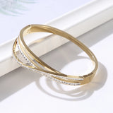 Clay CZ Crystal Stainless Steel Bracelet Bangle For Women Girls