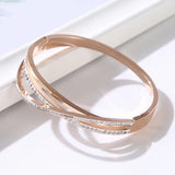 Clay CZ Crystal Stainless Steel Bracelet Bangle For Women Girls