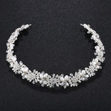 Crystal Bridal Hair Vine Pearls Wedding Headpiece