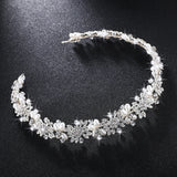 Crystal Bridal Hair Vine Pearls Wedding Headpiece