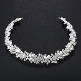 Clear Crystal Headband Bridal Hair Vine Pearl Wedding Hair Jewelry