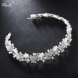 Clear Crystal Headband Bridal Hair Vine Pearl Wedding Hair Jewelry