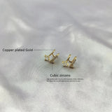 Zircon Plated Clip Earrings - Dainty Jewelry Accessory