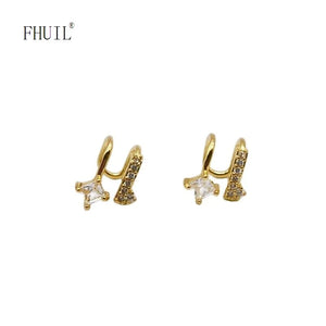Zircon Plated Clip Earrings - Dainty Jewelry Accessory
