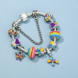 Enamel Dog Butterfly Beads Charm Bracelet Vintage DIY Bracelet Jewelry Gift