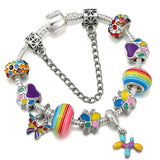 Enamel Dog Butterfly Beads Charm Bracelet Vintage DIY Bracelet Jewelry Gift