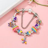 Enamel Dog Butterfly Beads Charm Bracelet Vintage DIY Bracelet Jewelry Gift