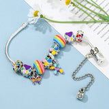 Enamel Dog Butterfly Beads Charm Bracelet Vintage DIY Bracelet Jewelry Gift